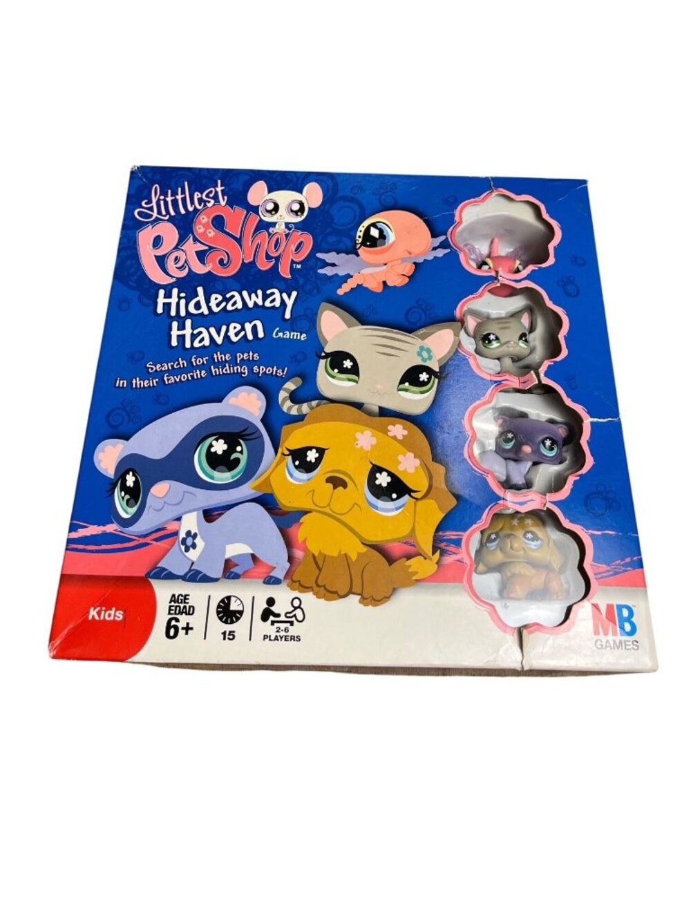 Littlest Pet Shop Hideaway Haven Board Game 2008 Cat Dog Ferret Dragonfly pets